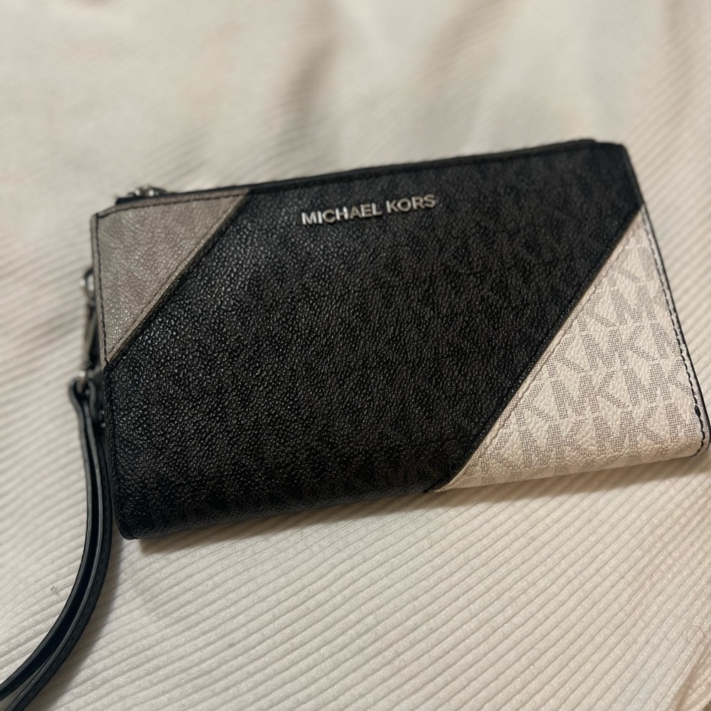 Large MK Double Zip Wristlet Wallet